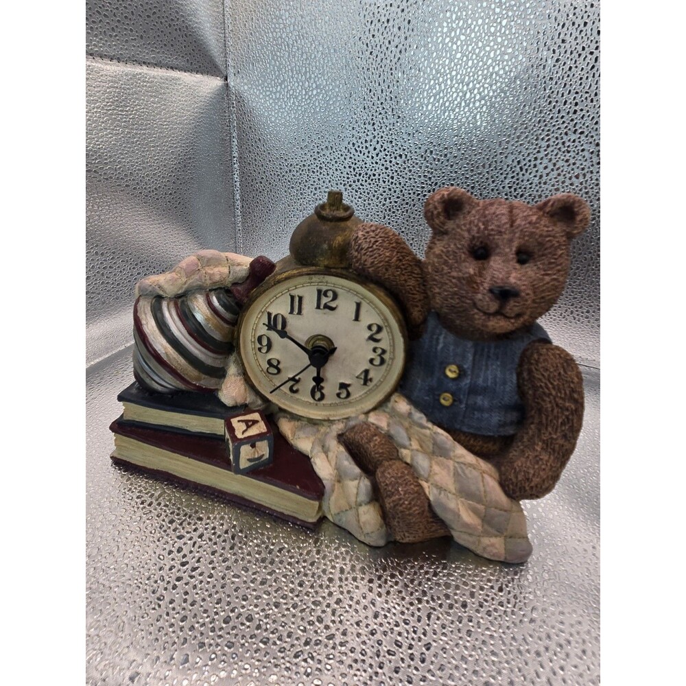 Vintage 1995 Figi Graphics "Toy Time" Teddy Bear Clock Figurine